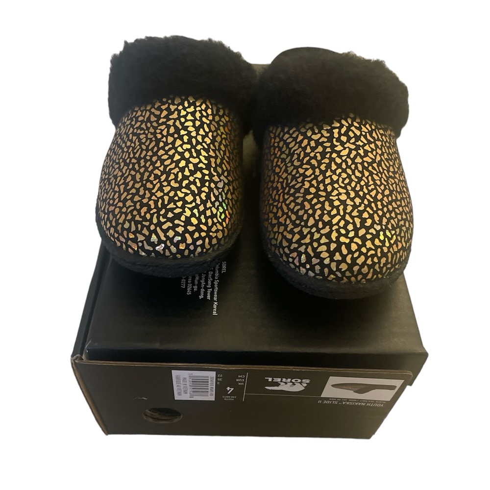 Sorel Youth Nakisha Slide 2 black, sea salt Size 4